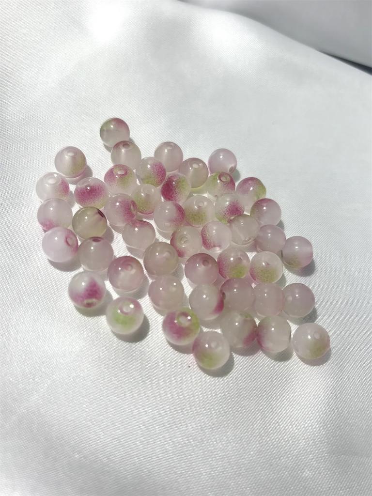 50pcs 8mm Fun New Glass Jelly Crack Imitation Jade Round Beads Sweet DIY Handmade Necklace Bracelet Jewelry Accessorie Beads