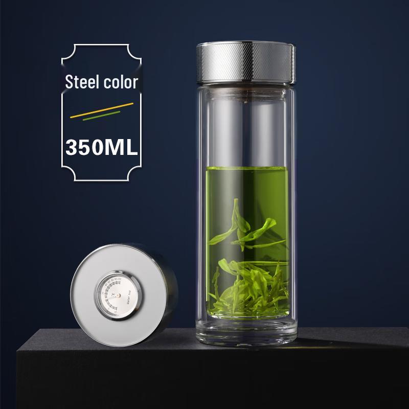 Xinke Titanium Smart Double-Wall Glass Tea Infuser Bottle with LED Temperature Display