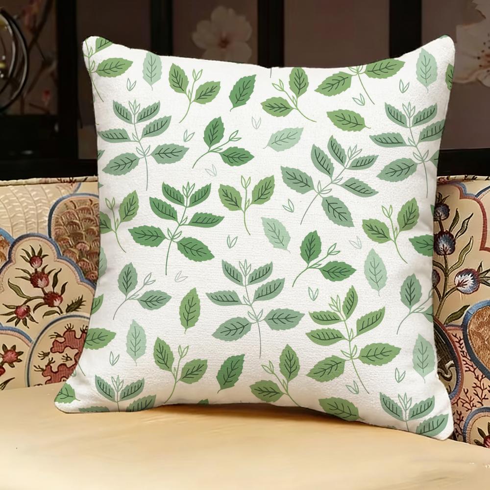 Modern Style Leaf Pillow Case Pillowcase, Double-Sided Printed, Sofa Cushion, Bedroom Headboard Pillow