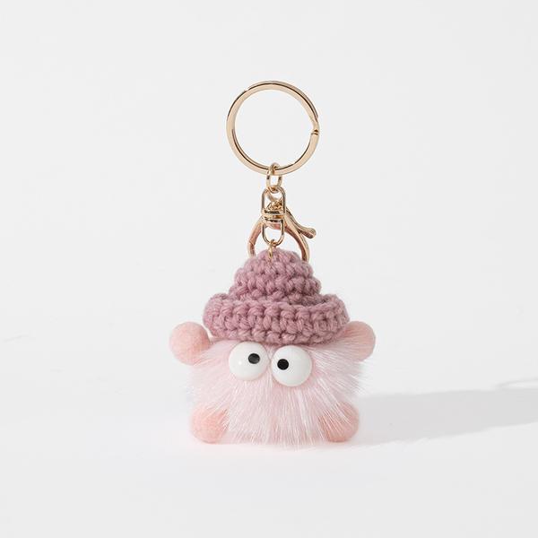 

Cute Mink Fur Bunny Keychain Keychain Ladies Car Bag Pendant Fashion Accessories Fluffy Key Ring Girl Bag Pendant рожевий