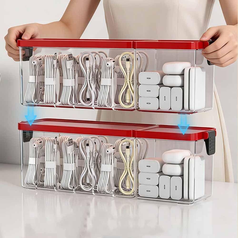 Dustproof Card Cable Organizer Box with Lid Charger Wire Organizer Tech Accessories Storage