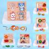 Wooden Puzzle Block Set For Kids With Colorful Fruit And Animal Designs For Early Education