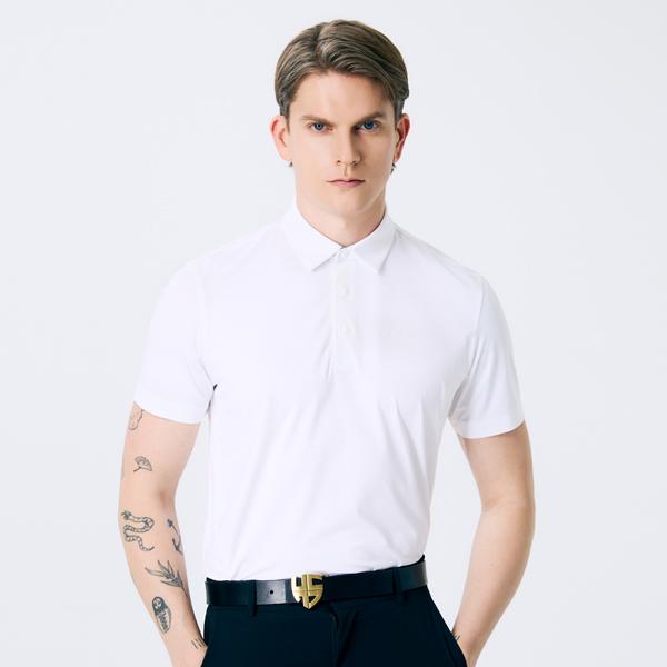 AVAVE Men'S Collared Solid Short Sleeve Golf T-Shirt White