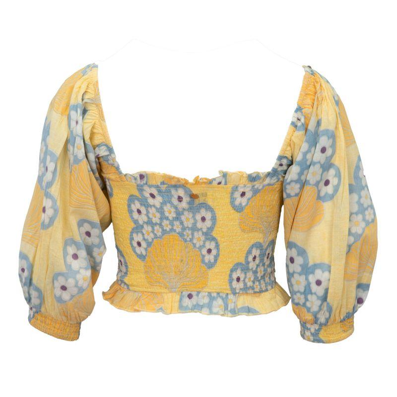 Blouse lettie jaune manches ballons motif fleurs Femme ANTIK BATIK