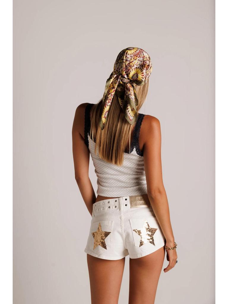 Y2K Low-Waist Jeans-Shorts mit Sternenprint - Damenmode