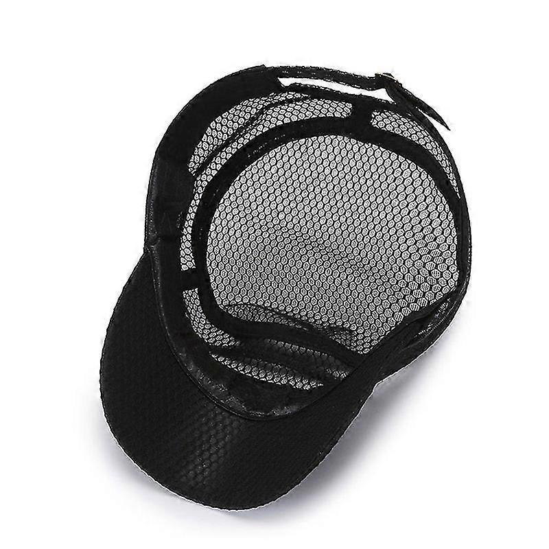Adjustable Breathable Full Mesh Flat Hat Beach Sun Hat Outdoor Sun Hat (Black) - DD0