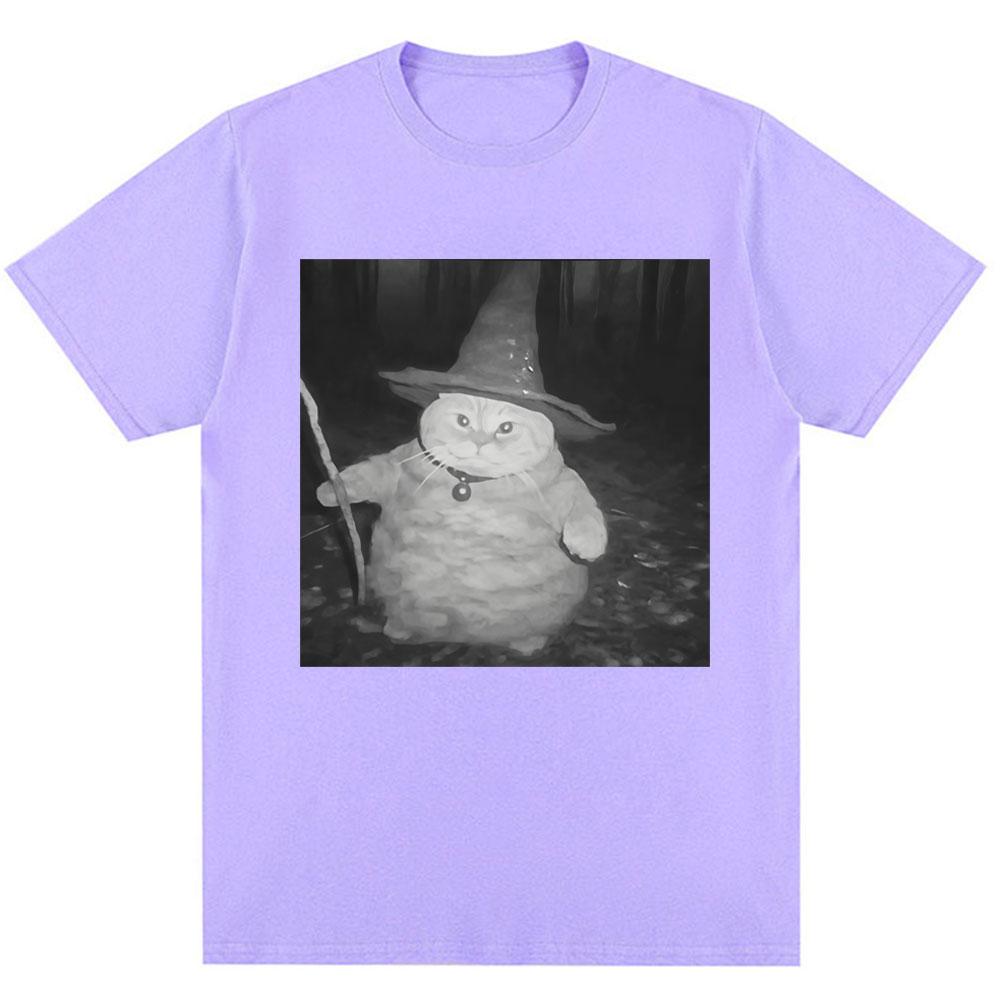 Fat Wizard Cat Funny Meme Graphic T Shirts Trend Humor Joke Novelty Men Women Short Sleeve Oversized 100% Cotton Vintage T-shirt