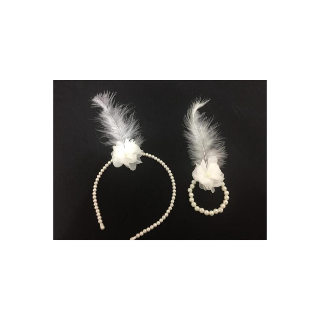 1 Piece Bride's Crown And Bracelet 10 Pieces Bridesmaid Bracelet With Pearls And Feathers