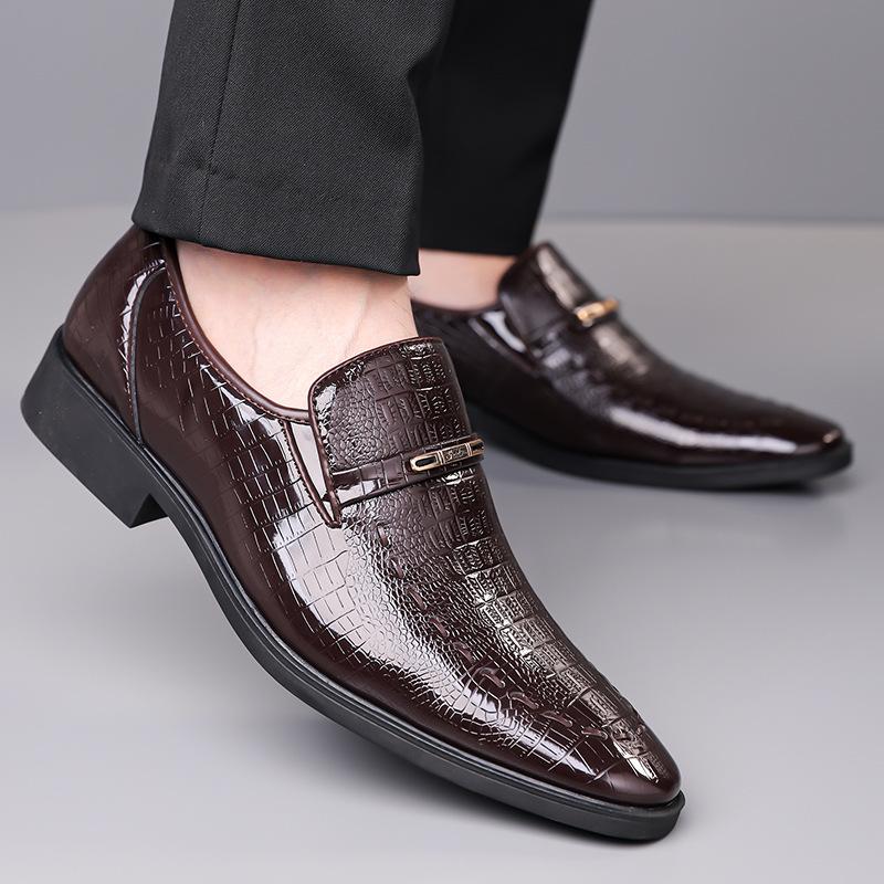 Fashion Big Size Embossed Business Leather Shoes for Men Spring Autumn New Designer Solid Color  Fashion Casual Dress Shoes Man