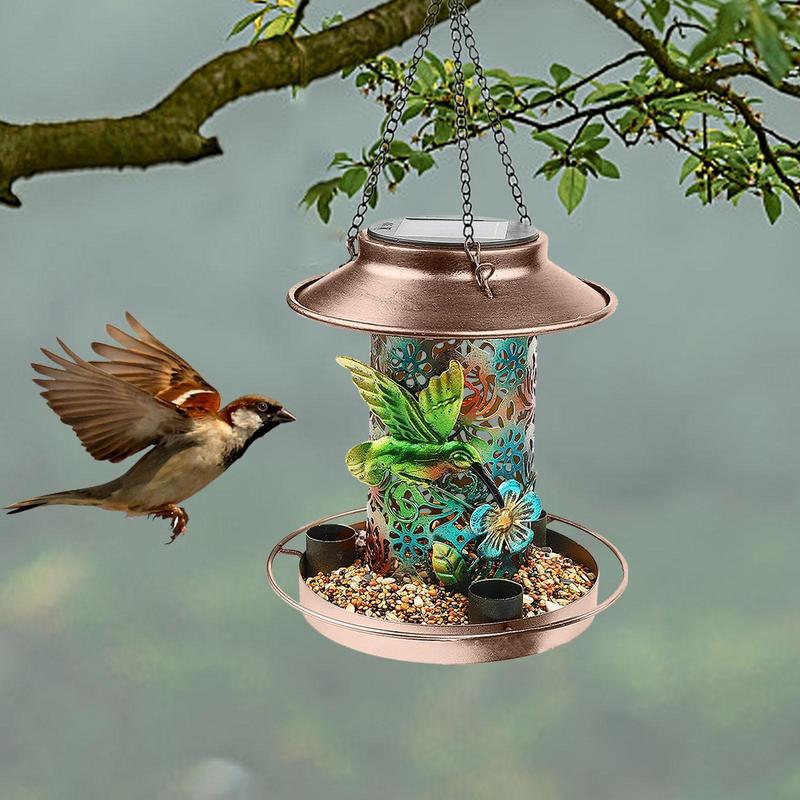 Dangling Bird Feeder Dangling Outdoor Solar Lantern Reusable Garden Decoration Funny Garden Lights For Balcony Courtyard