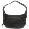 Used AUTHENTIC One Shoulder Ergo Leather Pleated HoboShoulder Bag Black Leather