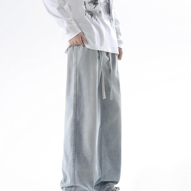 

Ретро Джинсы Мужские Свободные Прямые Брюки Тренд Уличные Вареные Широкие Брюки 3XL