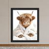 Tin Sign Scottish Highland Cow In Toilet Reading Newspaper Bathroom Humour, Funny Bathroom Toilet Whimsy Animal Sign