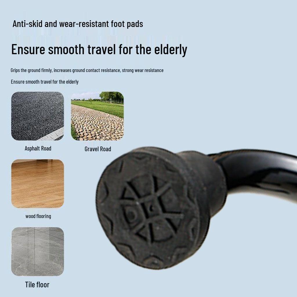 Anti-Slip Quad Cane for Seniors with Curved Handle