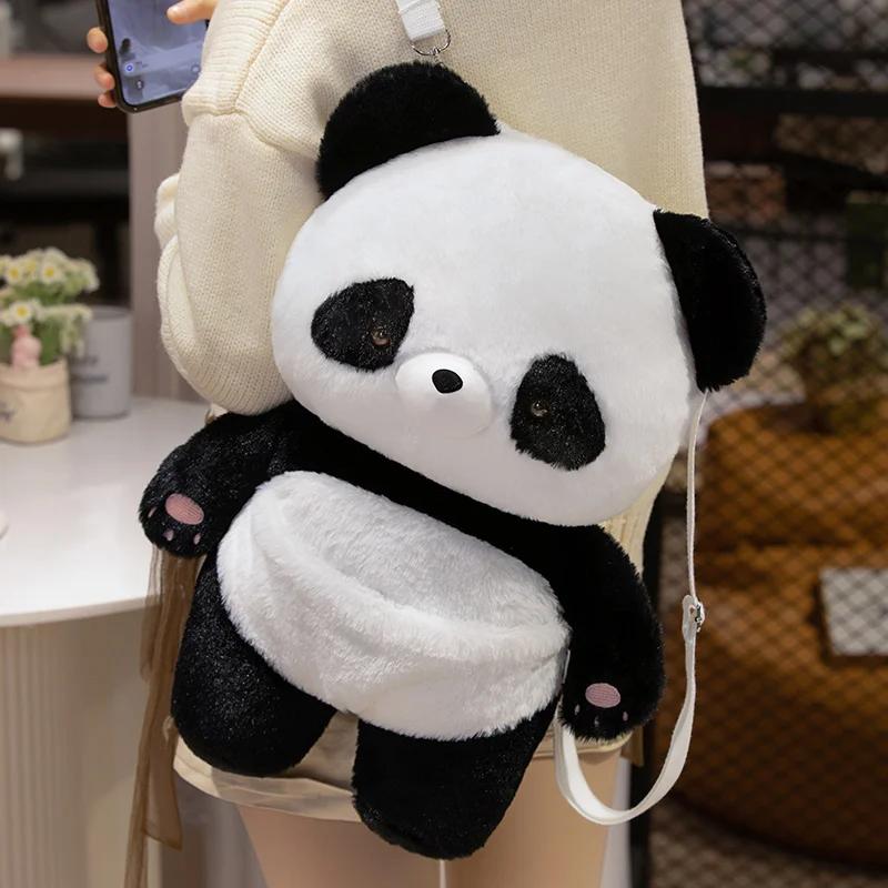 MyRytanda Panda Plush Bags Cartoon Adorable Cat Backpacks Children Fluffy School Bags Cute And Charming Animals Shoulder Bags Children Gifts