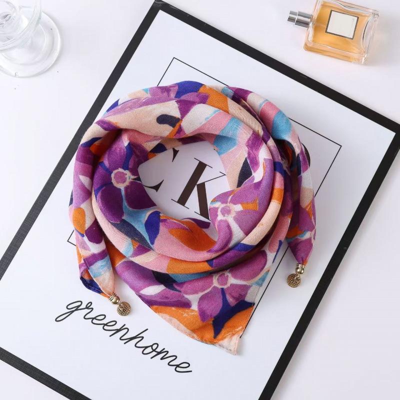 1PC Necklace French Style Magnetic Closure Gift Silk Scarf Luxury Painted Pattern Elegant Neck Scarf Versatile Multi-Color