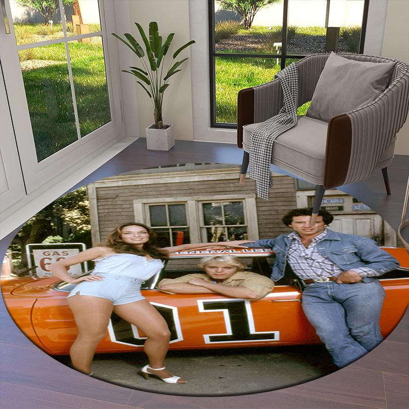 Dukes Of Hazzard Runder Teppich, Teppich für Wohnzimmer Schlafzimmer Sofa Spielzimmer Dekor, Rutschfeste Bodenmatte4