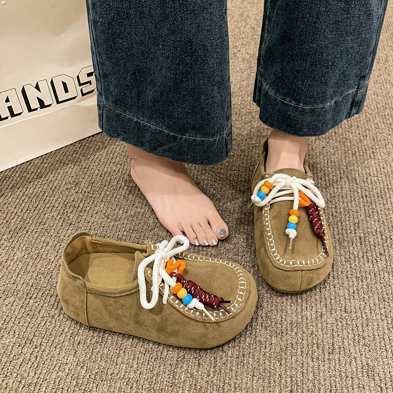 Fashion Women Mary Janes Shoes Nubuck Leather Flat Shoes Leather Single Lolita Shoes Ladies Walking Chaussure Femme Zapatos De Mujer