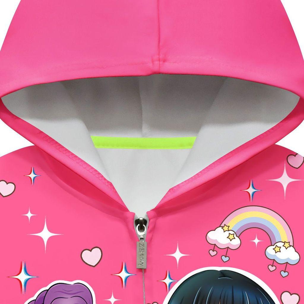 Dětská Dívčí POP Zpěvačka Rumi Zoey Mira Potištěná Neformální Mikina s Kapucí na Zip s Dlouhým Rukávem Bunda Kabát