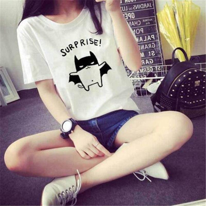 Trendy Summer Korean Style Women Short Sleeve T-shirt In Fashionable Loose Fit With Beautiful Print Designs Available In Multiple Sizes