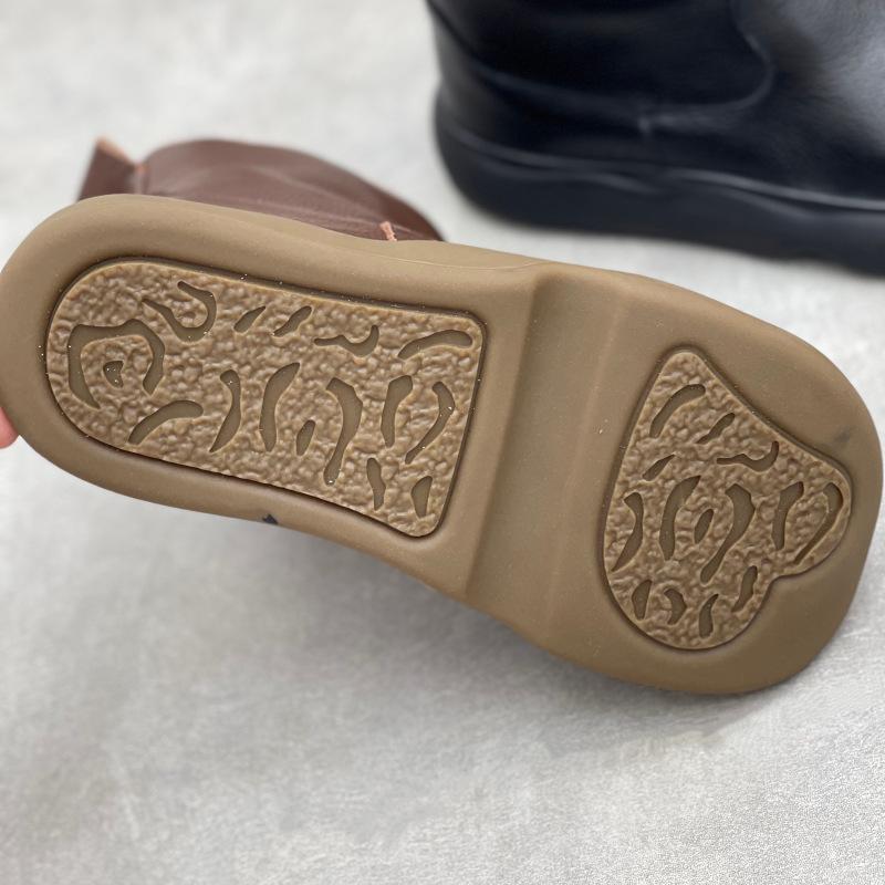 Johnature Genuine Leather Warm Cotton Boots Thick Soled Comfortable Side Zipper Women's Short Boots