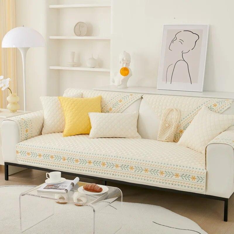 Moderne Stickerei Rutschfestes Sofa Handtuch Böhmischer Stil Sofabezug für Wohnzimmer Vier Jahreszeiten Universal Couch Handtuch Heimdekor