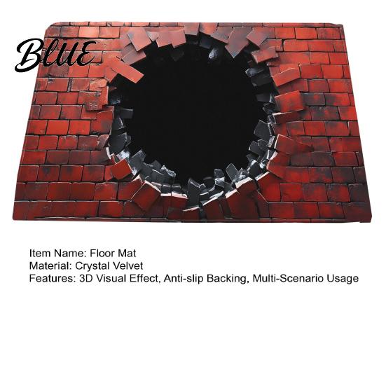 Moisture Absorbing Mat Velvet Water Hole Illusion with Realistic 3D Floor Non-Slip Crystal Absorbent Rug