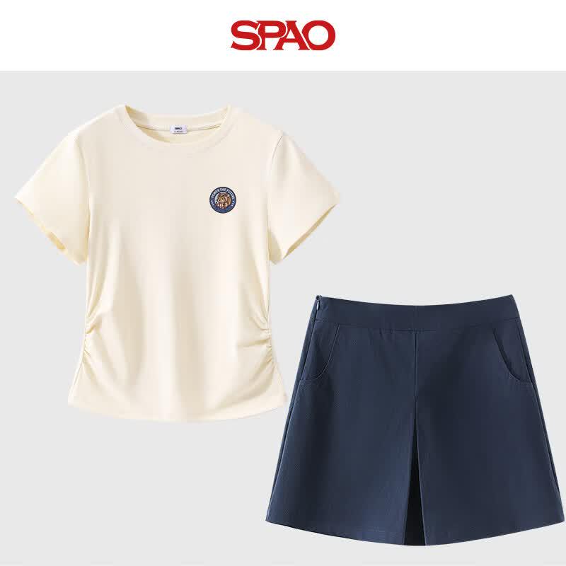 SPAO Korean Style Pleated Two-Piece Set M