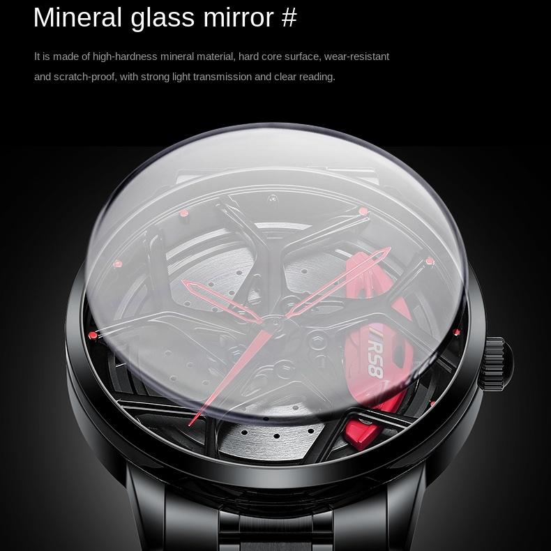 SVJ RS8 Hjulklokke Herre Stereo Brems Hollow Dial Sports Car Modified Black Technology Vanntett