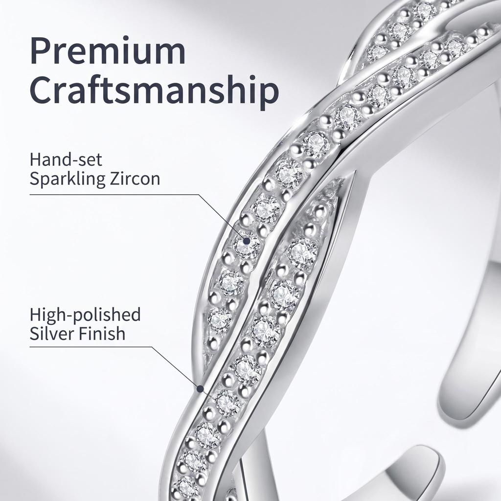 Copper Ring Adjustable Pave Cubic Zirconia Fashion Delicate Finger Jewelry For Women Wedding Birthday Gift