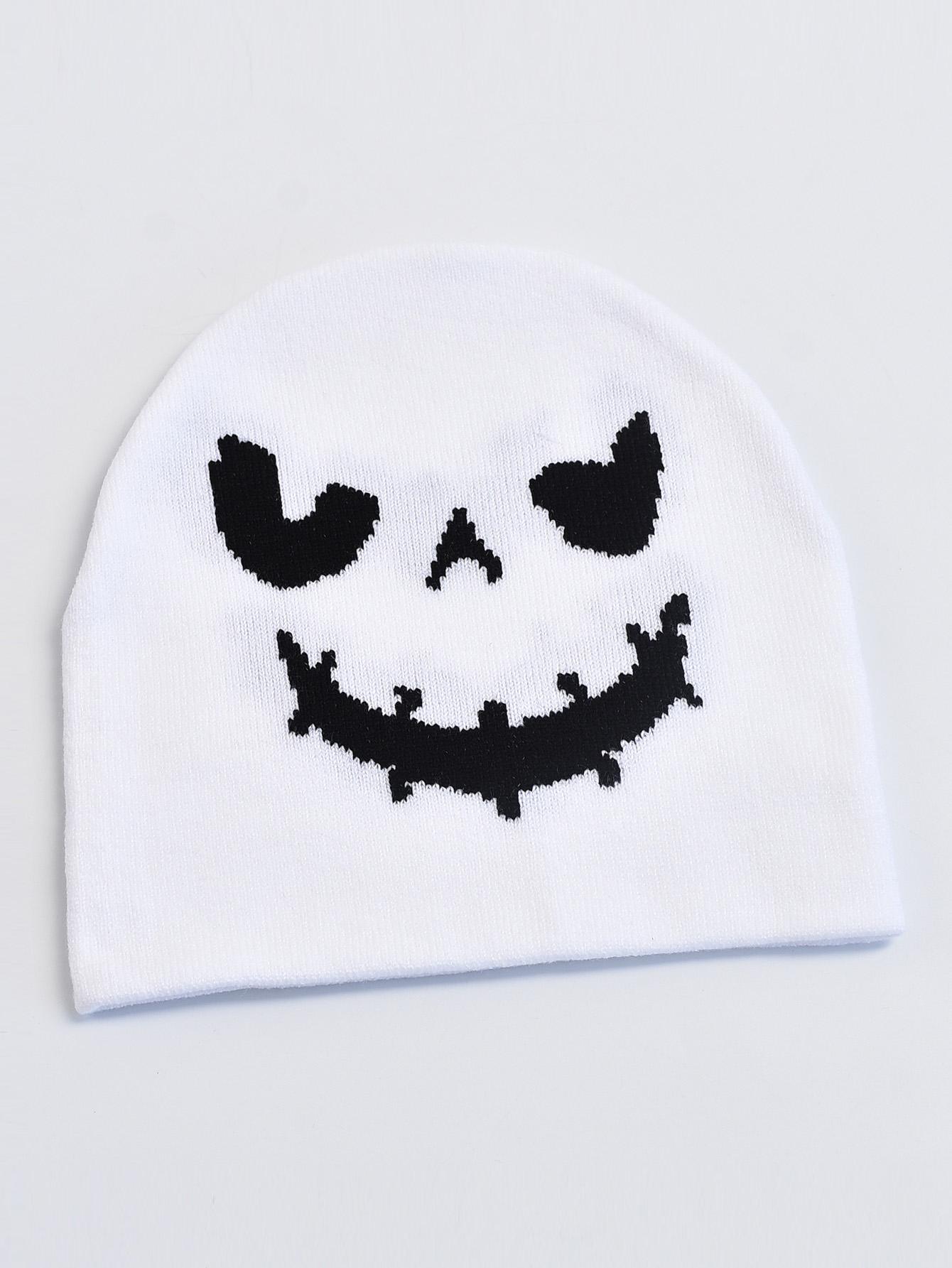 

Мужские и женские вязаные шапки с вышитыми рисунками в стиле хип-хоп, праздничные шляпы для вечеринок One Size белый