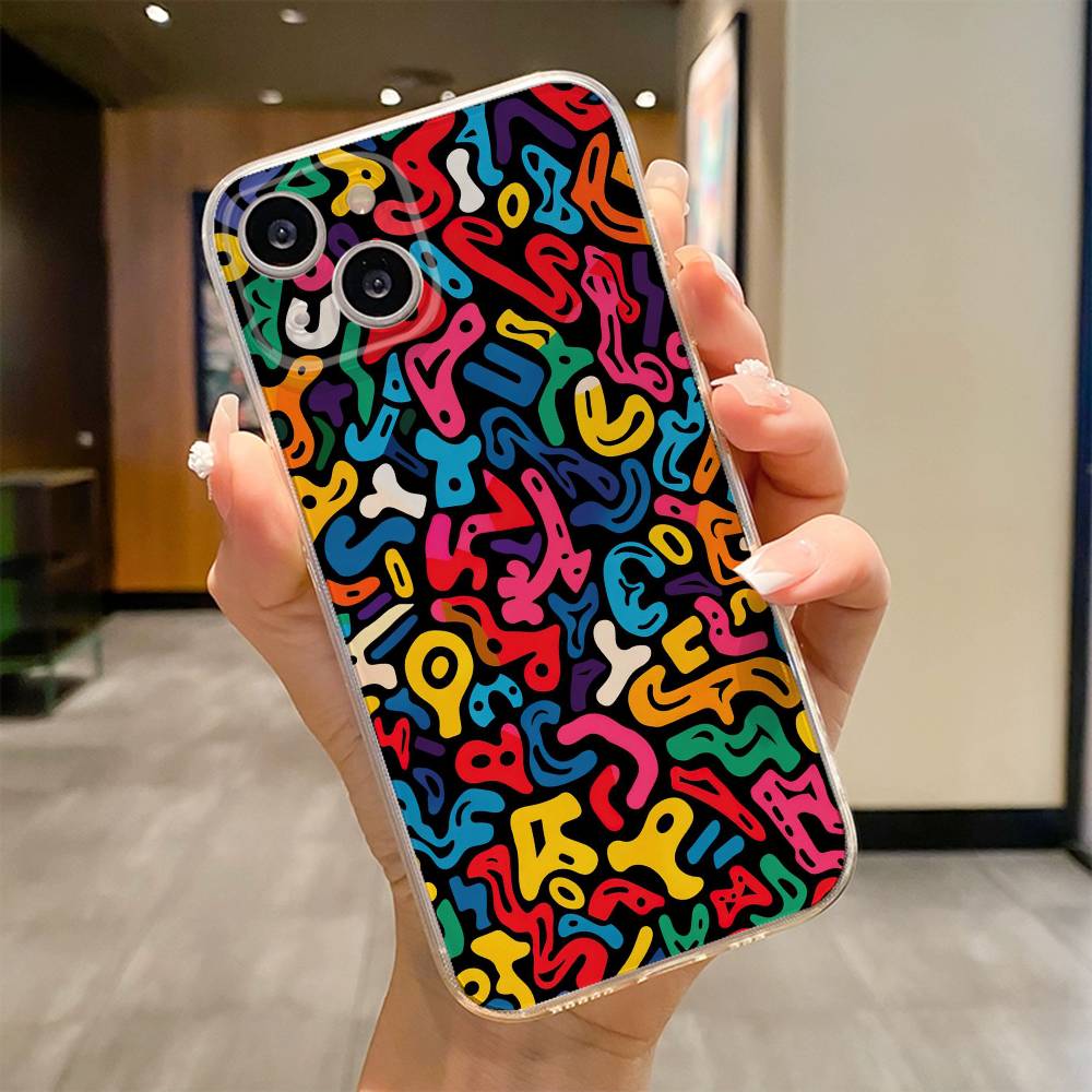 Colorful Lines Graffiti Phone Case For iPhone 17 16e 16 15 14 13 12 11mini Pro Max X XR XSMAX 8 7 Air Plus Soft Cover