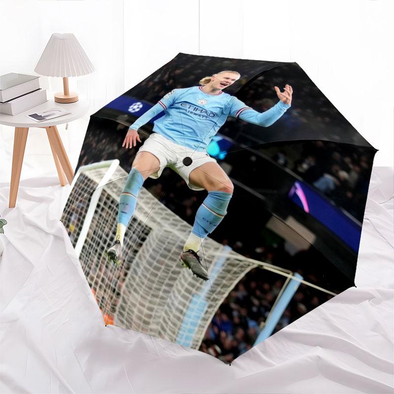 Erling Haaland Pattern, Automatic Folding Umbrella, Portable and Foldable Design, 8 Ribs, a Christmas or Birthday Gift.