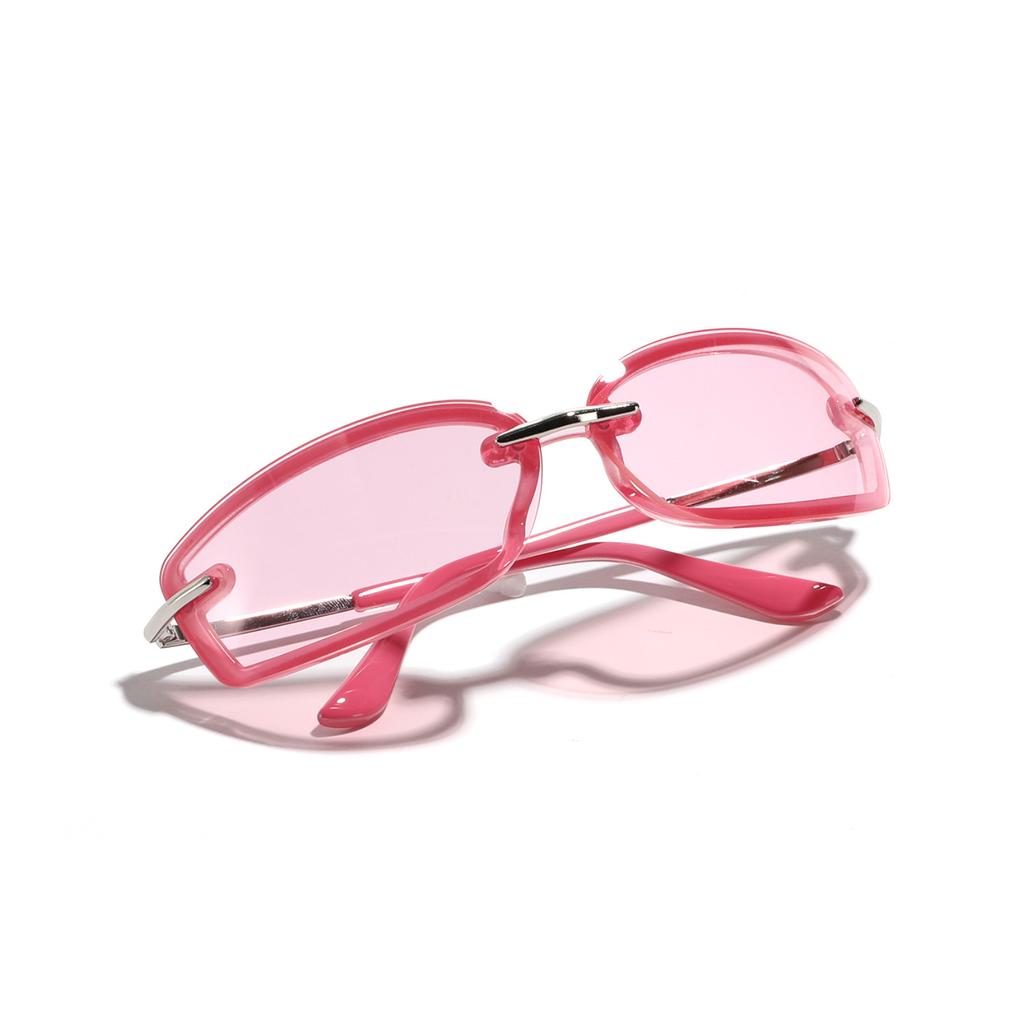 Glasses Square Candy Color Futuristic Sunglasses Women'S Semi-Metallic Dopamine Wearing Sunglasses