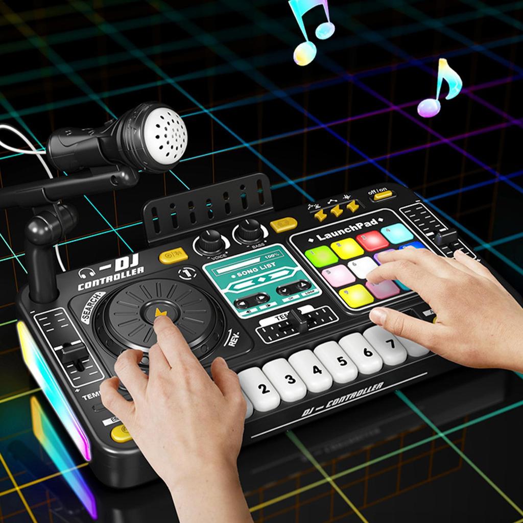 Brinquedos de Controlador de Mixer DJ de Simulação para Crianças, Brinquedos Eletrônicos de Jogo Educacional com Efeitos Musicais Multifuncionais, Presente de Aniversário Para Crianças