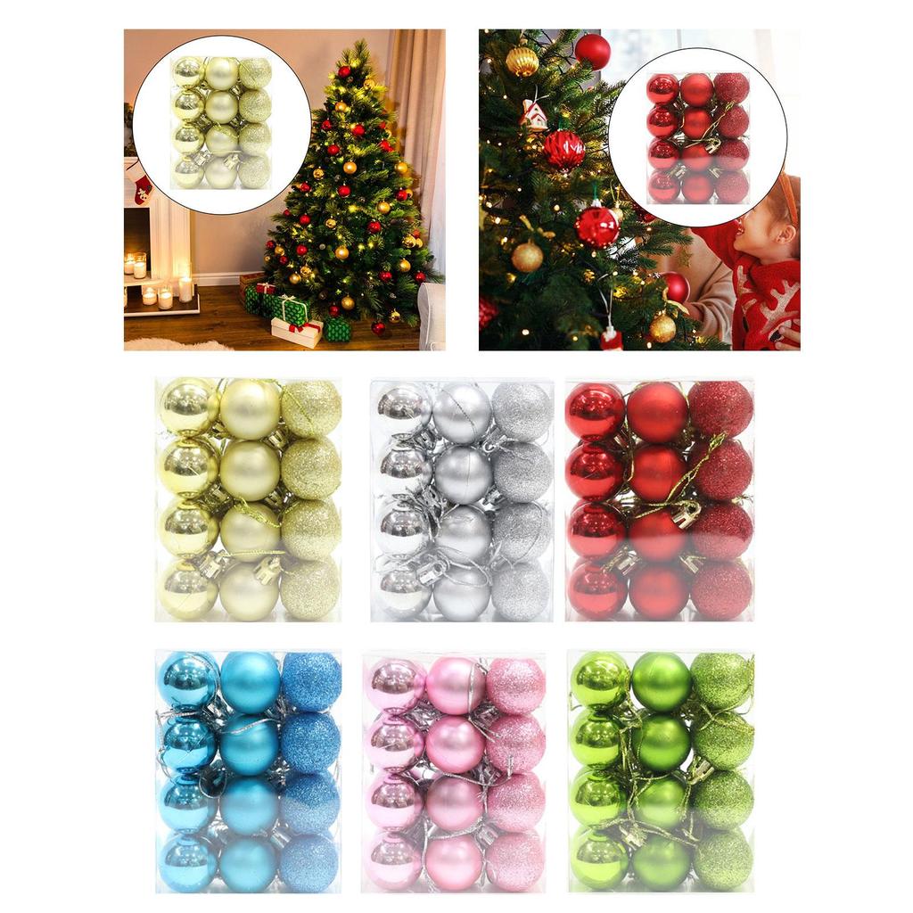 24 Pieces Christmas Balls Ornaments Christmas Tree Decoration Balls for Wreath Garland Holiday Anniversary Yard Celebration