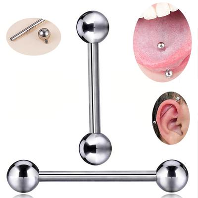 ASTM F136 Titanium Industrial Barbell Balls Tongue Ring Lip Nipple Bar Stud 16G/14G Straight Helix Ear Bar Piercing Body Jewelry