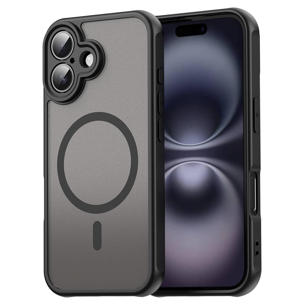 

For iPhone 16 Plus Case Compatible with MagSafe Anti Drop PC+TPU Phone Cover Black