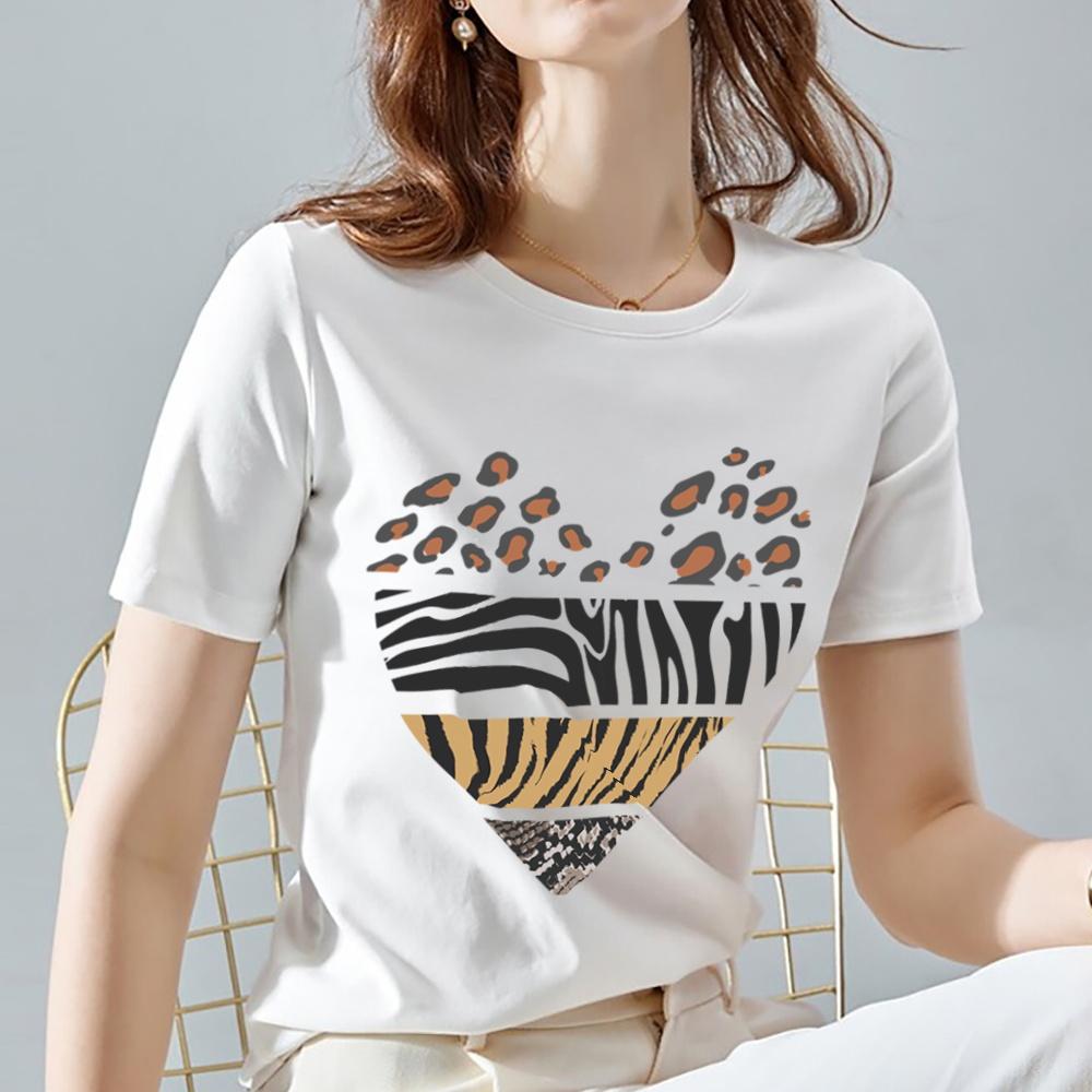 T Shirt Women Summer New Short Sleeve Leopard Print Clothing Women's T-Shirt Harajuku Graphic Clothing Women's Top