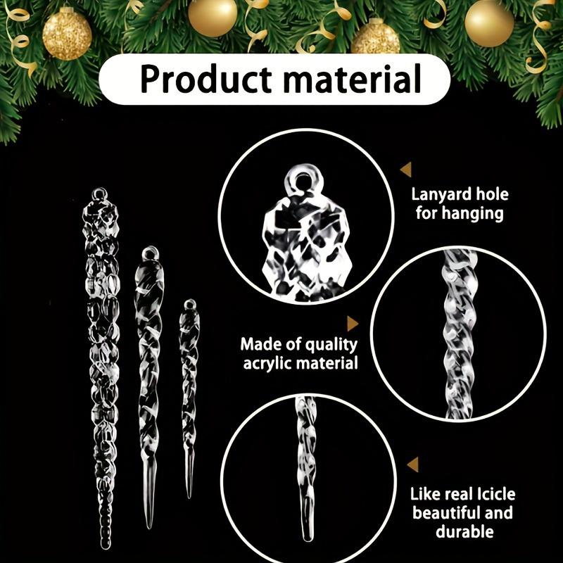 12 ks třpytivých akrylových rampouchů - Všestranné vánoční ozdoby pro sváteční a zimní večírky, Nevyžaduje baterie, Vánoční dekorace