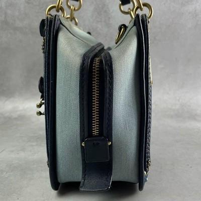 COACH Dreamer 2-Way Denim Collection Tote Bag Gold Hardware Logo Charm Authentic
