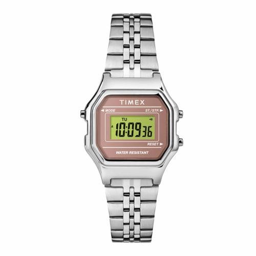 TIMEX Classic Digital Mini Watch, Gold, Black and Silver, with Bracelet, TW2T48500, TW2T48500 F