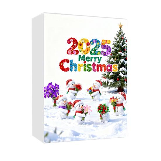 2025 Snowman Advent Calendar for Kids 24-Day Christmas Countdown Box with Acrylic Ornaments Multifunctional Holiday Decoration