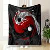 Yin Yang Koi Fish with Red Accents Patterned Flannel Blanket Perfect for the Bedroom Living Room, Sofa, or a Little Nap