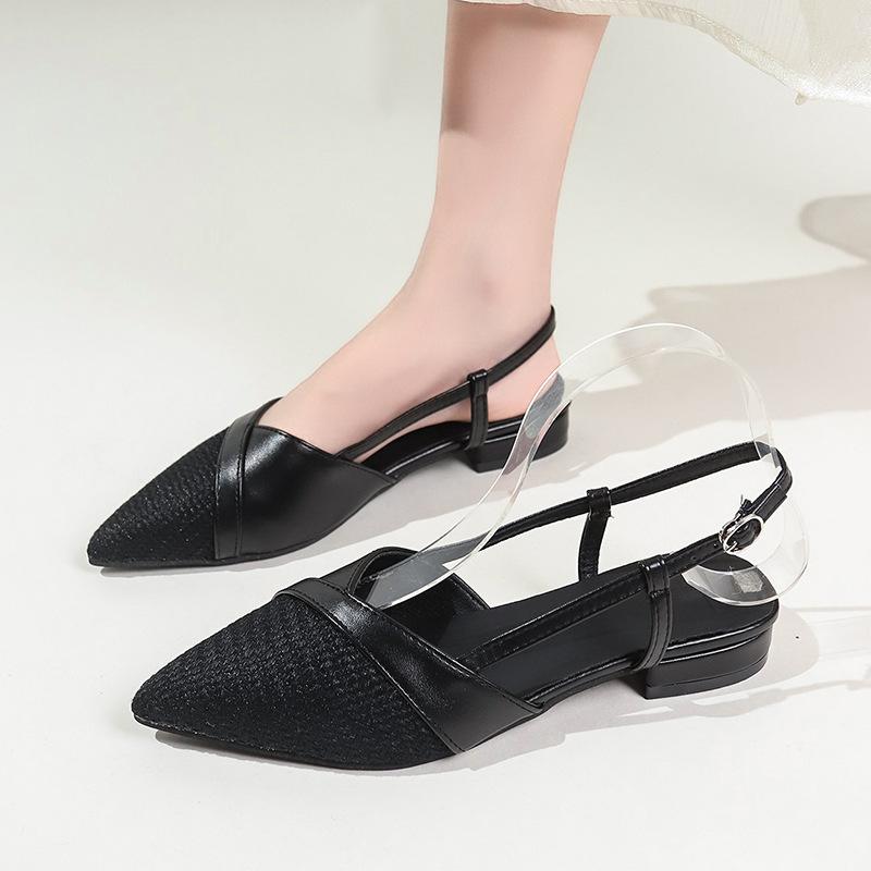 European Station Sandals 2025 New Summer Half Baotou with Elegant Fairy Pointed Versatile Women's Flats