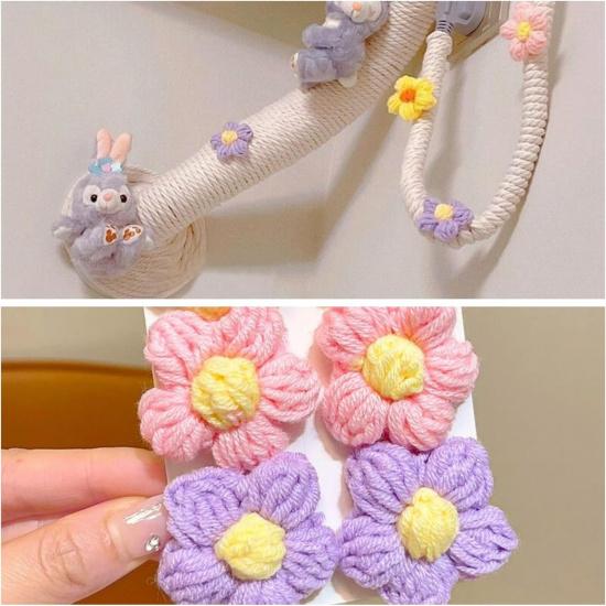 Crochet Flowers Dashboard Decorations, 6Pcs Cute Car Accessories for Women Interior Aesthetic, Handmade Knit Flowers Home Decor