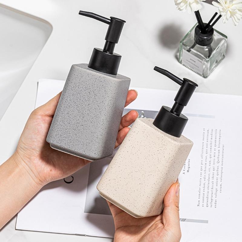 Set of 3 Ceramic Soap Dispenser Set Including Storage Tray and Toothbrush Cup for Bathroom Countertop Decoration