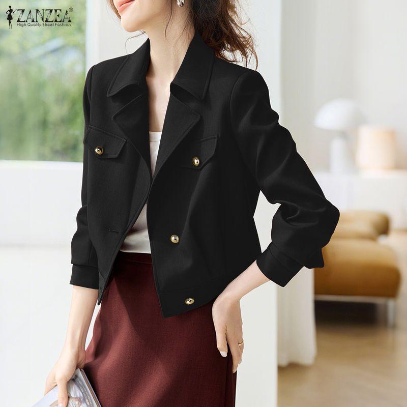 ZANZEA Women Casual Turn Down Collar Long Sleeve Thin Cardigan Blouse