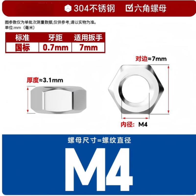 AVADEN 304 Stainless Steel Hex Nut