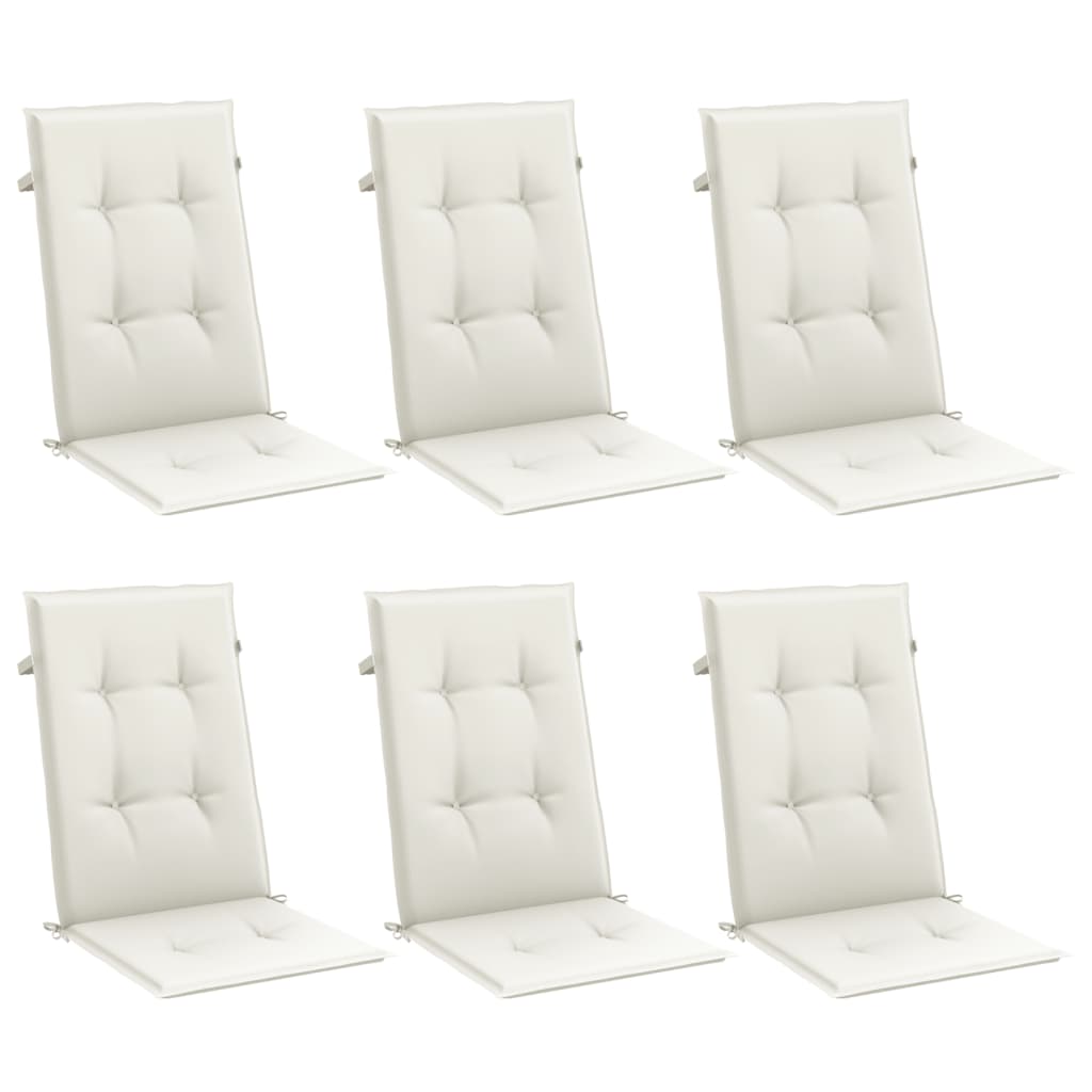 Vidaxl High-Back Chair Cushions, 6 Pcs, Cream Mélange
